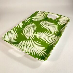 Green Palm Leaf Serving Tray Tropical Coastal Patio Hostess Decor 18x12